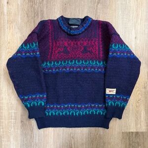 Dale of Norway M’s Multicolor Patterned Crewneck 100% Pure Wool Sweater-size XL